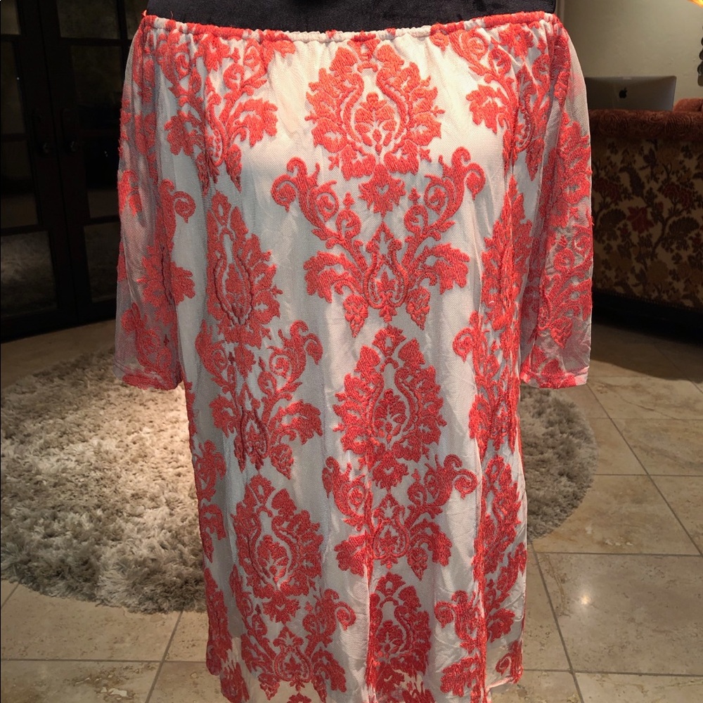 Off the shoulder damask dress